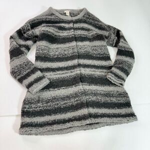 Sundance Sweater Womens Large Wool Alpaca Striped Button Up Chunky Curled Fleece